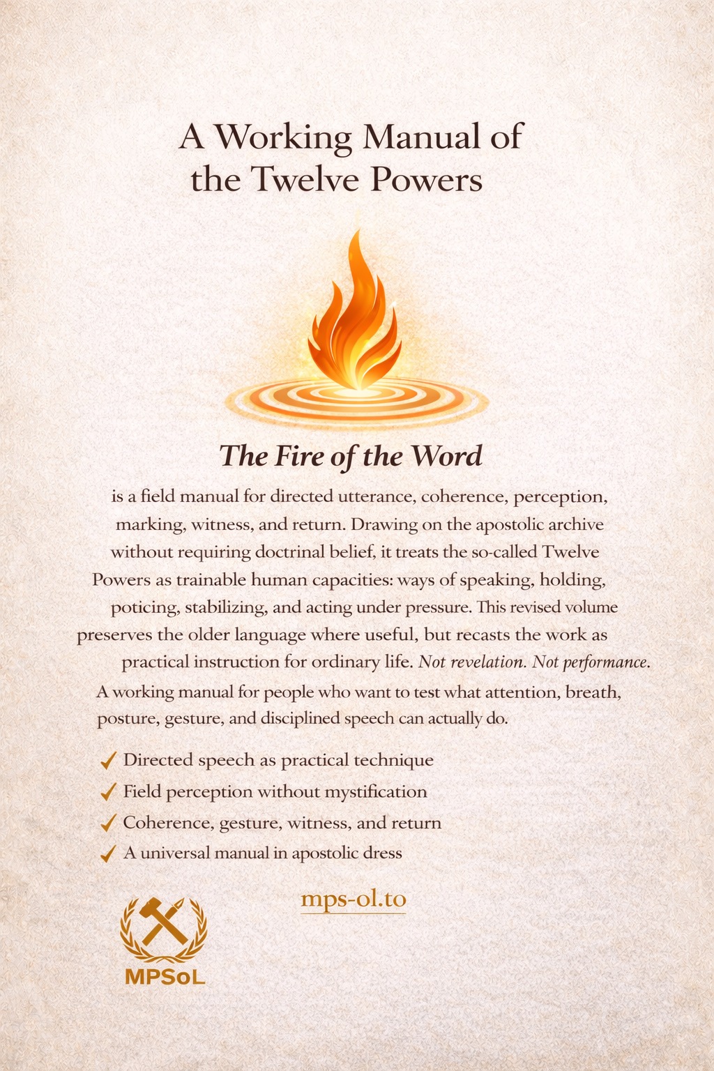 The Fire of the Word — Apostle Training Vol. 1 back cover