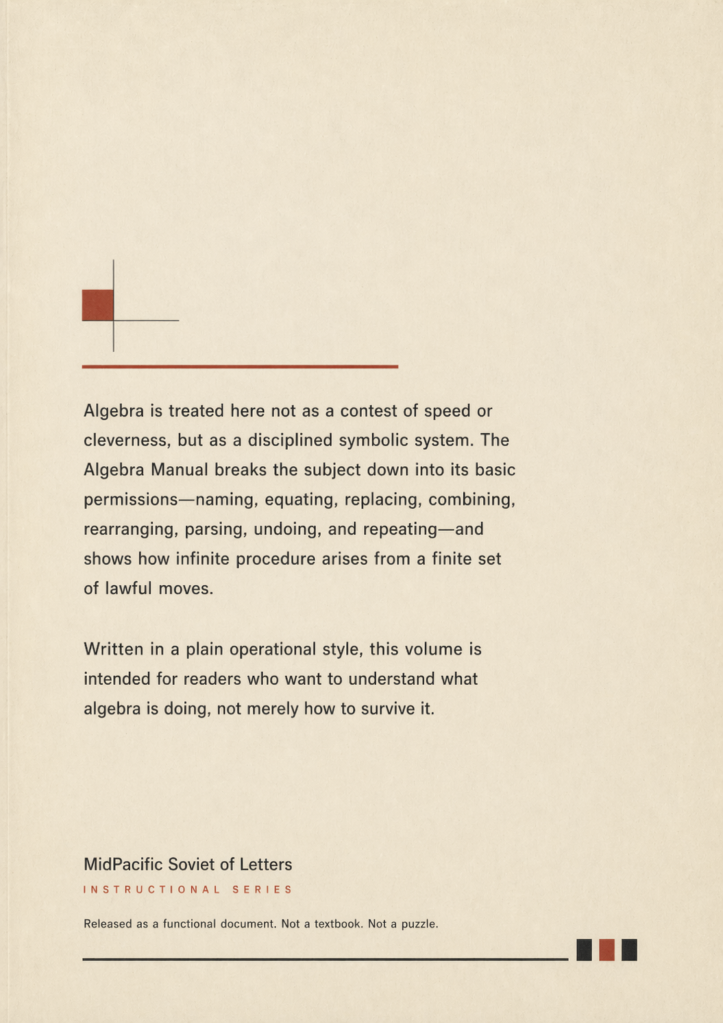 Back cover of The Algebra Manual