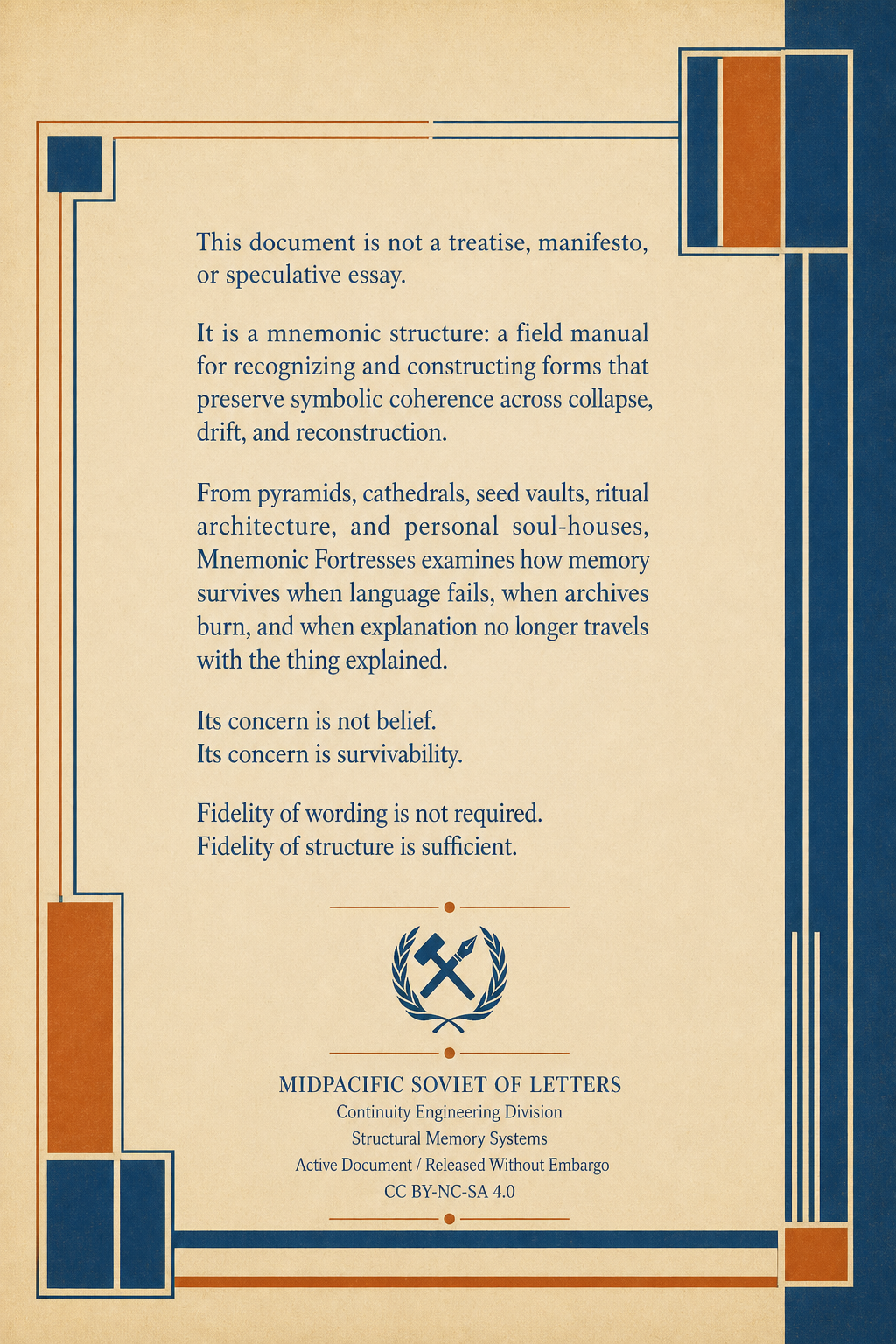 Back cover of Mnemonic Fortresses