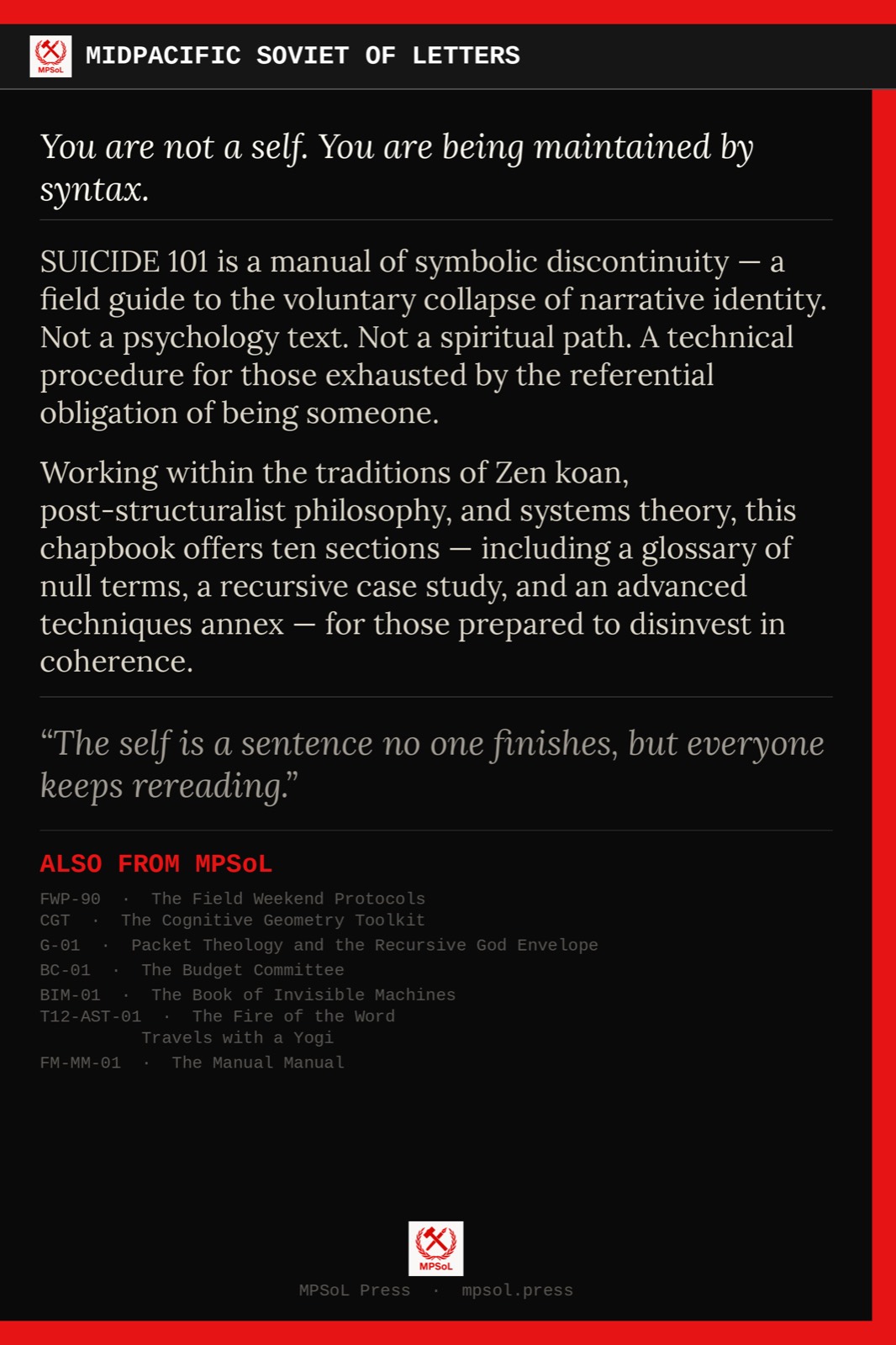 Suicide 101 back cover