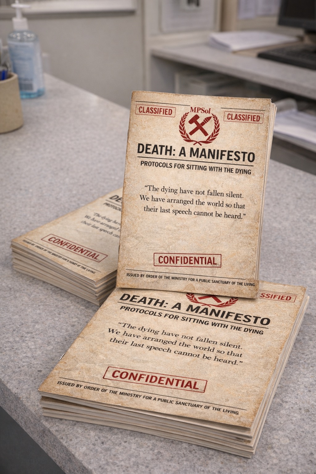 Stacks of DEATH: A MANIFESTO copies